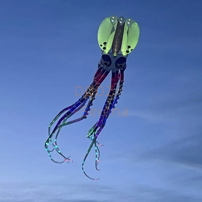 18m LED soft octopus big inflatable kite flying kites with lights for adult with battery and remote control