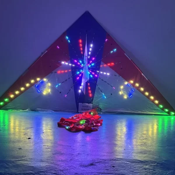 4 squareBig Triangle night LED delta kite ever-changing 544 umbrella cloth delta kite with lights in high brightness with tails - Image 3